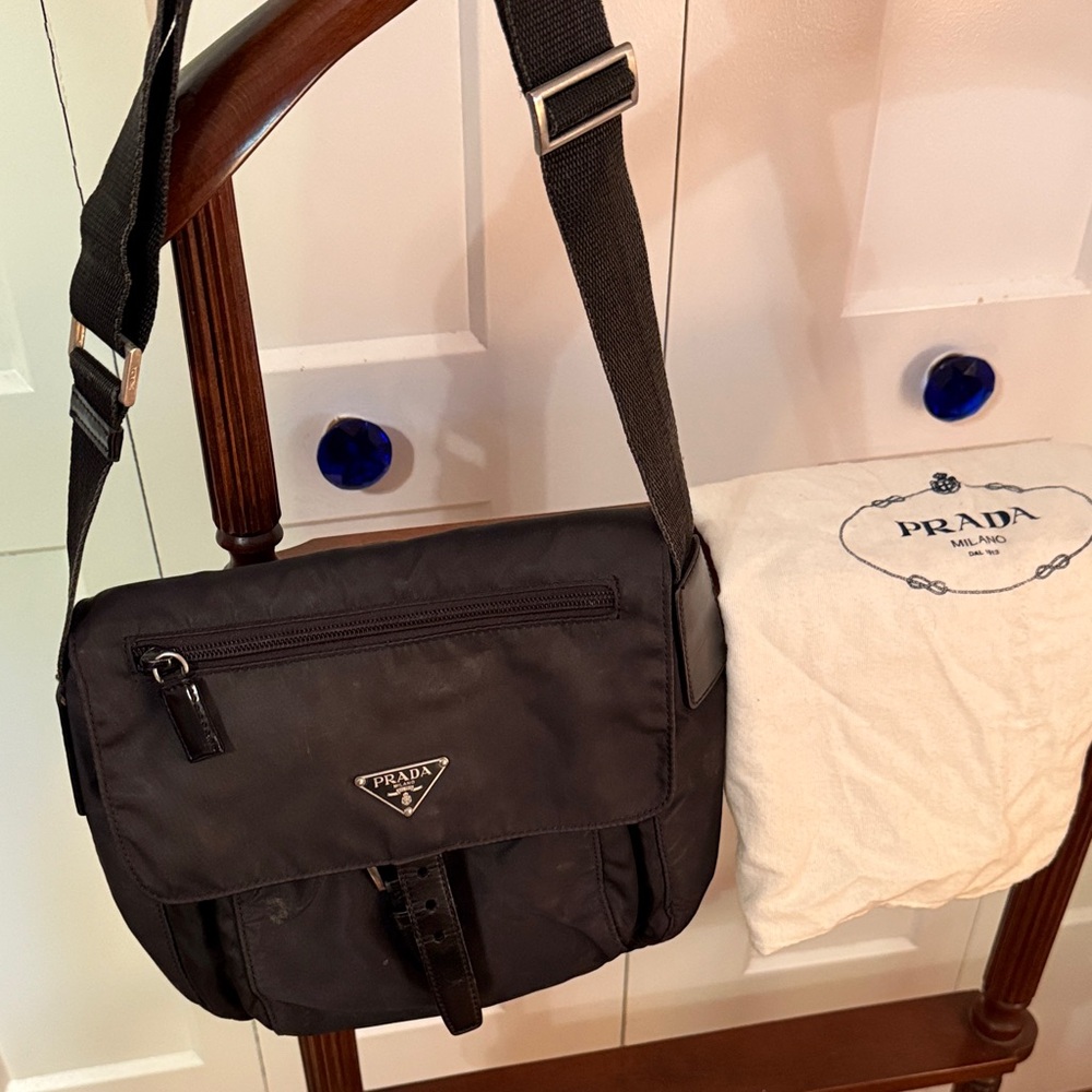 Prada Black Nylon Messenger Bag